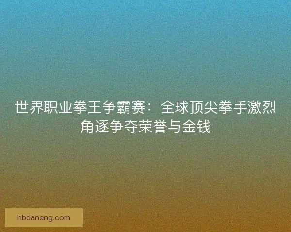 世界职业拳王争霸赛：全球顶尖拳手激烈角逐争夺荣誉与金钱